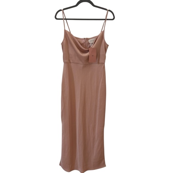 NWT BHLDN Cali Satin Charmeuse Midi Dress in "Oyster" Size 6 - Picture 4 of 13